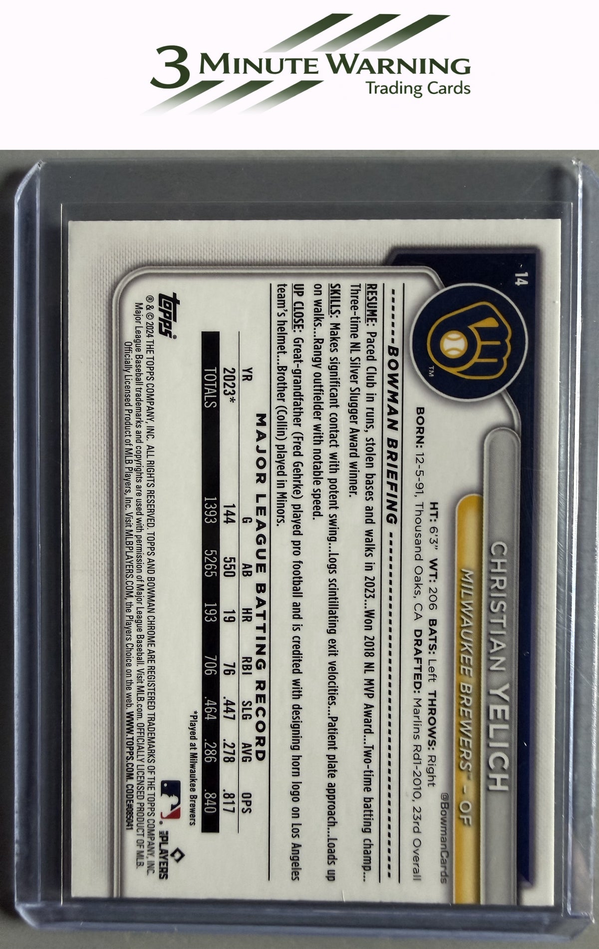 2024 Bowman Chrome #14 Christian Yelich