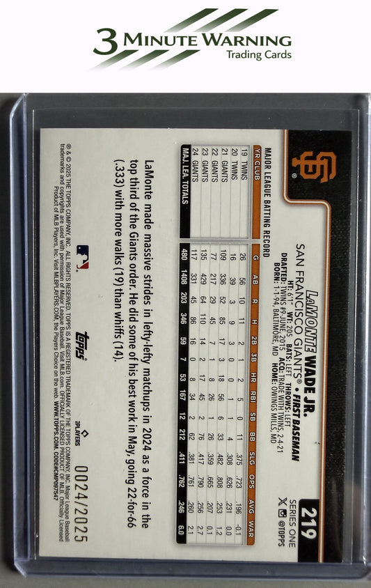 2025 Topps #219 LaMonte Wade Jr. Gold #/2025