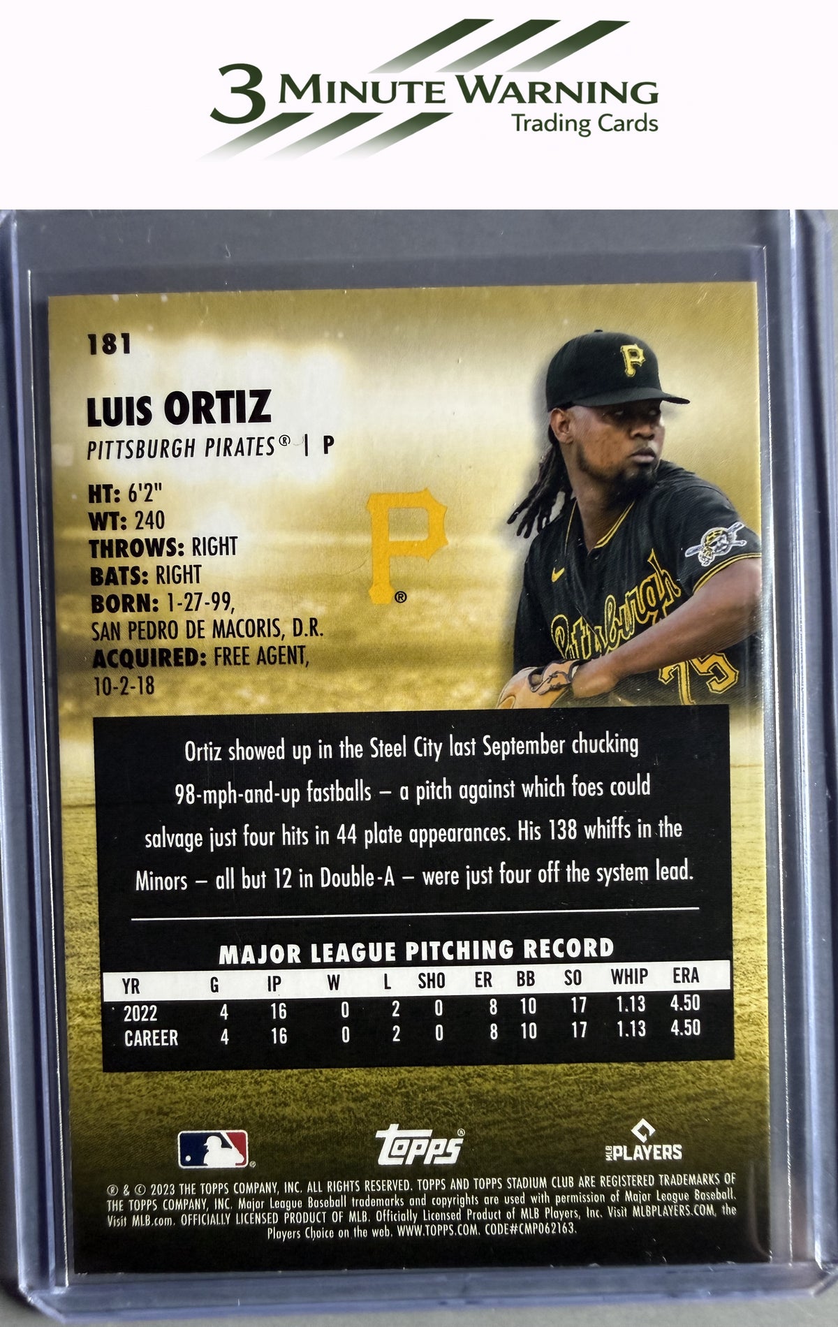 2023 Stadium Club #181 Luis Ortiz Red Foil