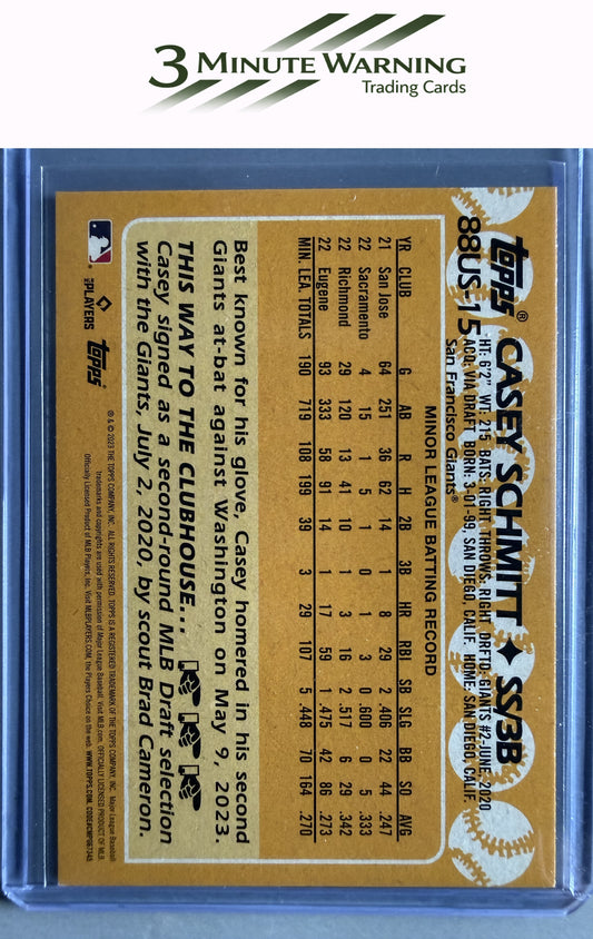 2023 Topps Update #88US-15 Casey Schmitt 1988 Topps Baseball 35th Anniversary
