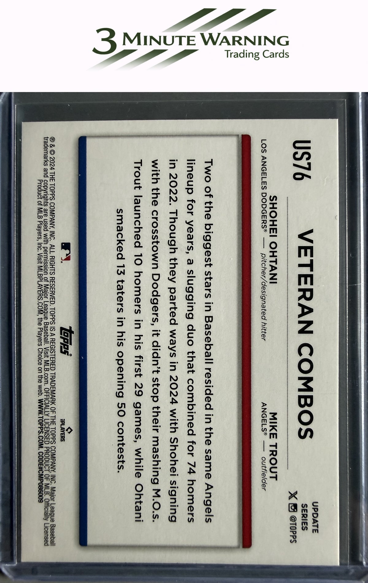 2024 Topps Update #US76 Ex-Mates Become Solo Acts (Shohei Ohtani / Mike Trout)