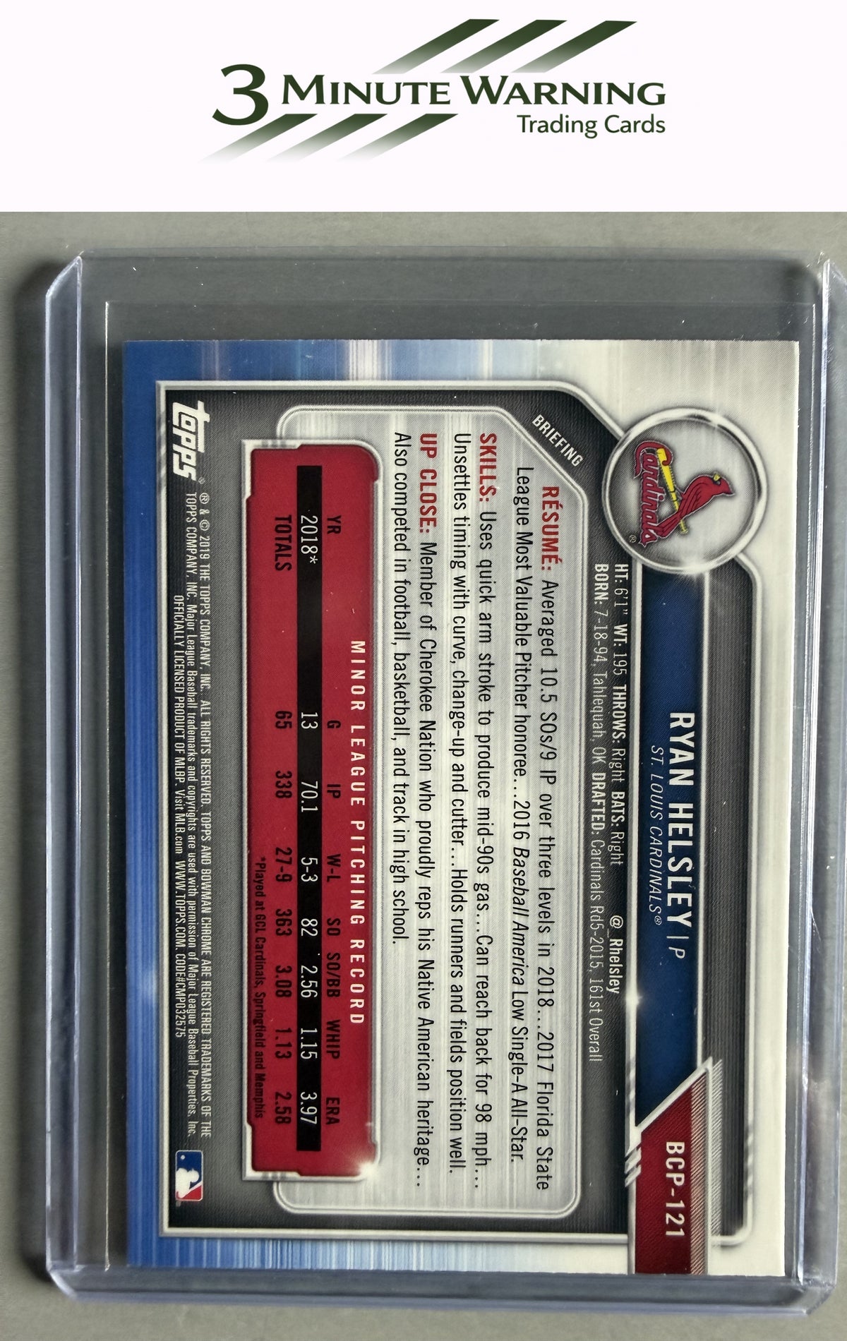 2019 Bowman #BCP-121 Ryan Helsley Chrome Prospects