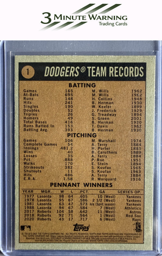 2021 Topps Heritage #1 World Series Champions (Los Angeles Dodgers)