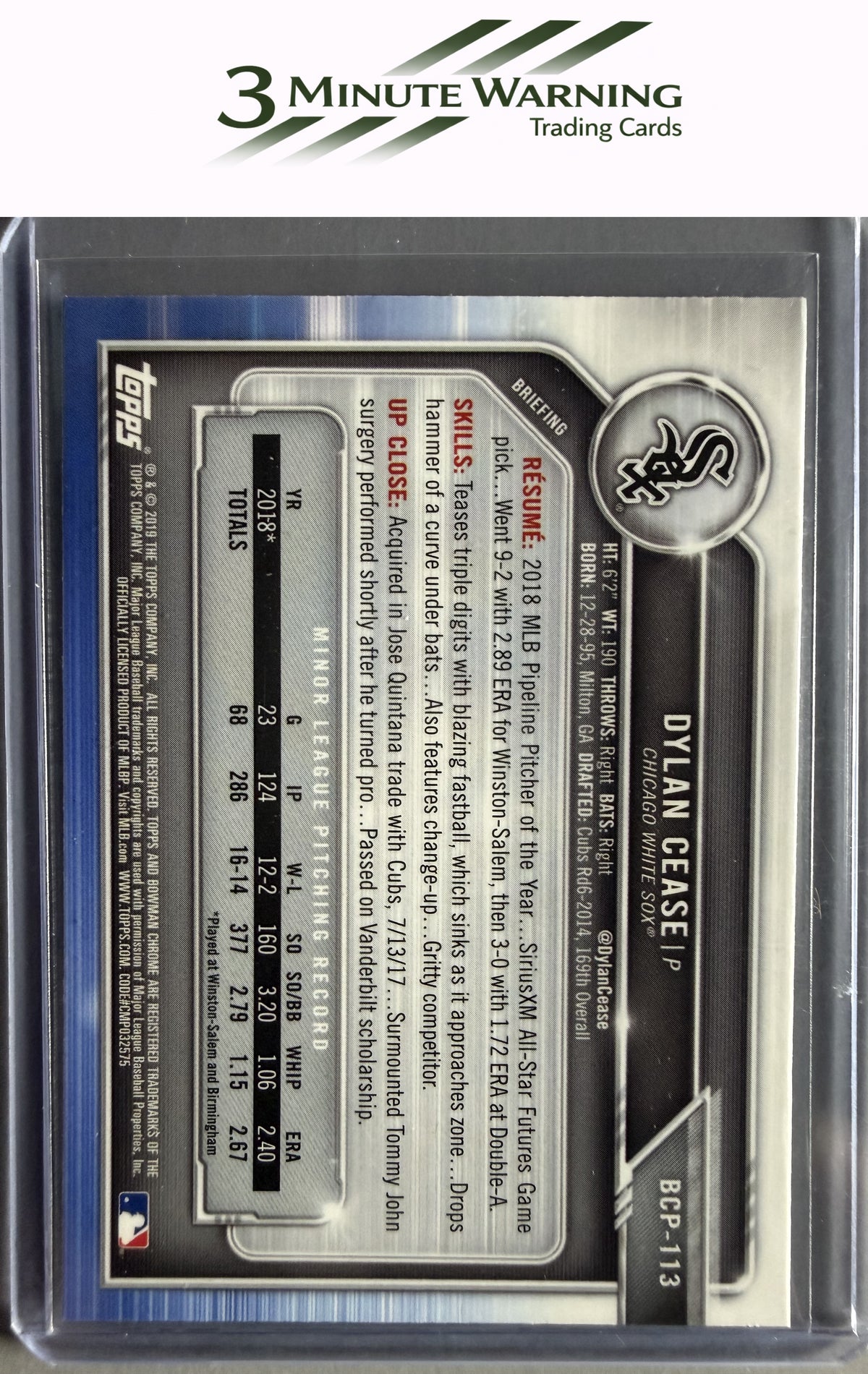 2019 Bowman #BCP-113 Dylan Cease Chrome Prospects