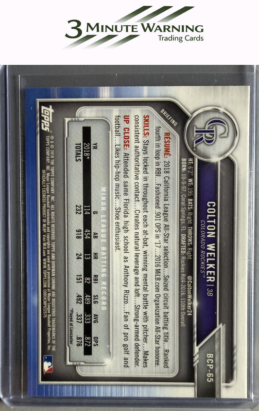 2019 Bowman #BCP-65 Colton Welker Chrome Prospects