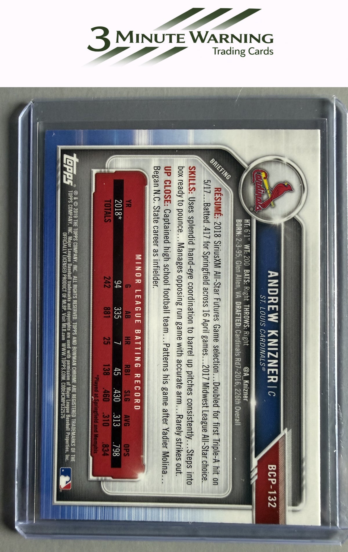 2019 Bowman #BCP-132 Andrew Knizner Chrome Prospects