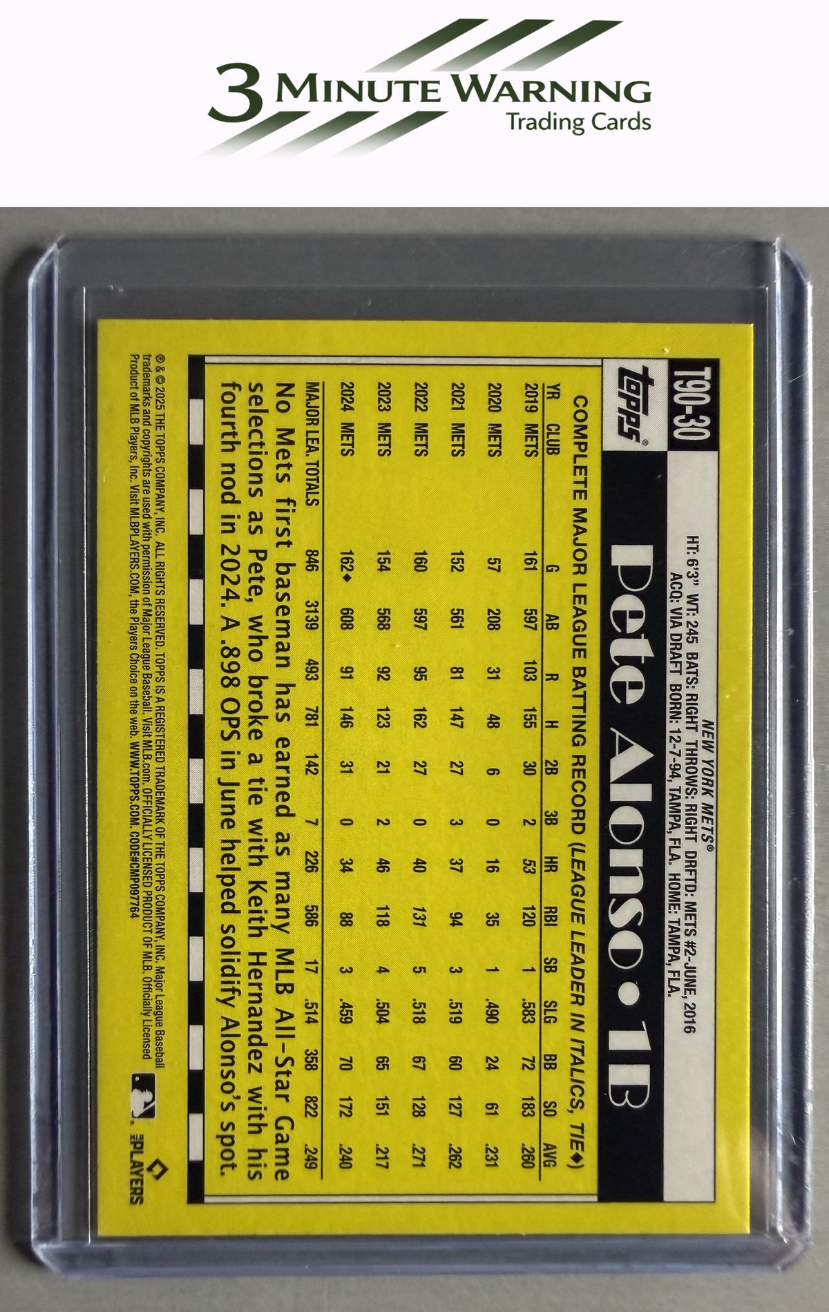 2025 Topps #T90-30 Pete Alonso 1990 Topps Baseball 35th Anniversary (Series One)