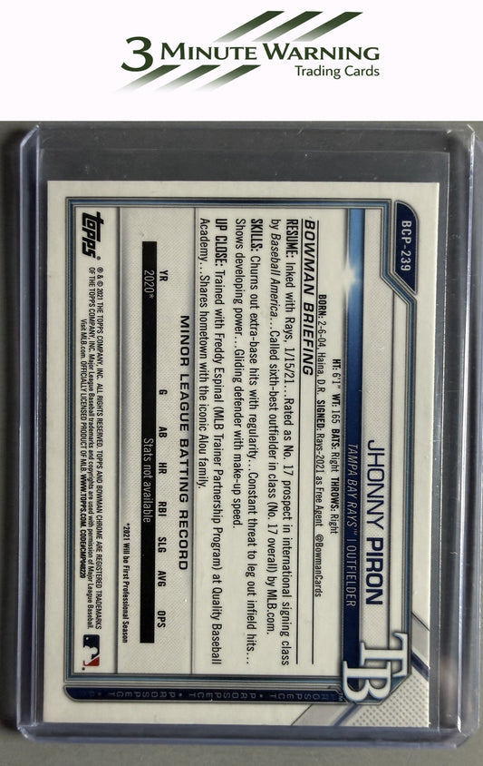 2021 Bowman Chrome #BCP-239 Jhonny Piron Prospects Mojo Refractor
