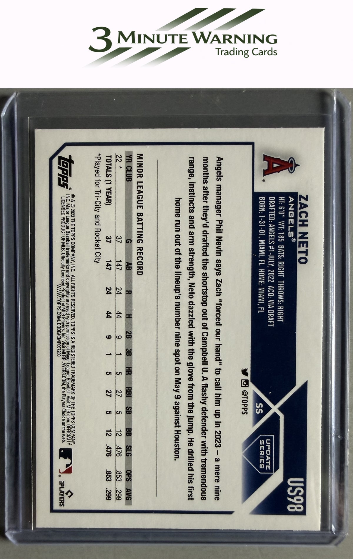2023 Topps Update #US98 Zach Neto