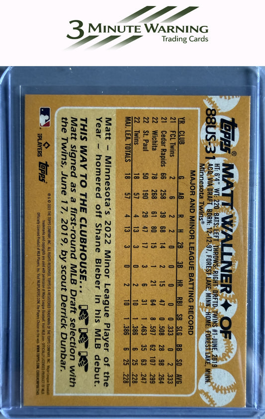 2023 Topps Update #88US-31 Matt Wallner 1988 Topps Baseball 35th Anniversary