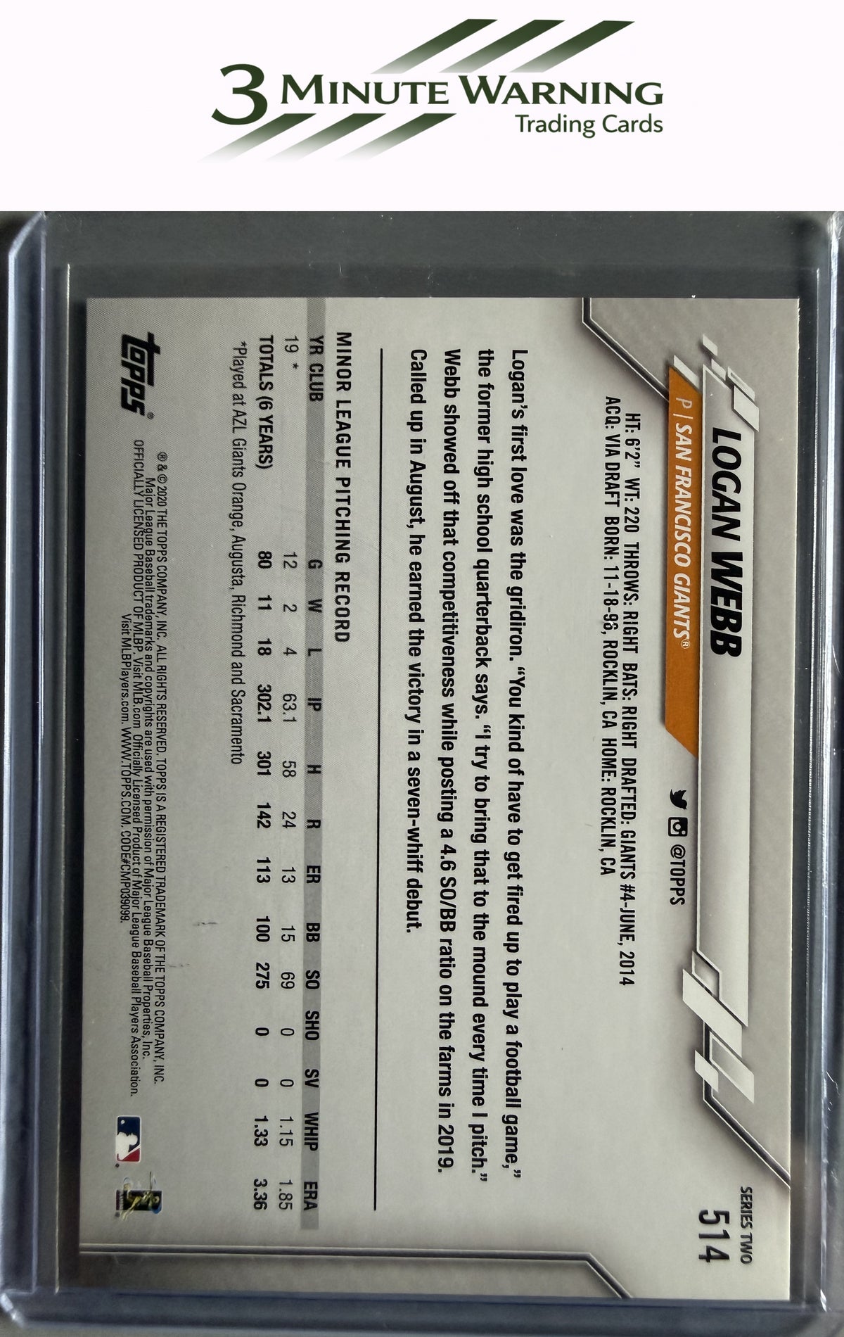 2020 Topps #514 Logan Webb