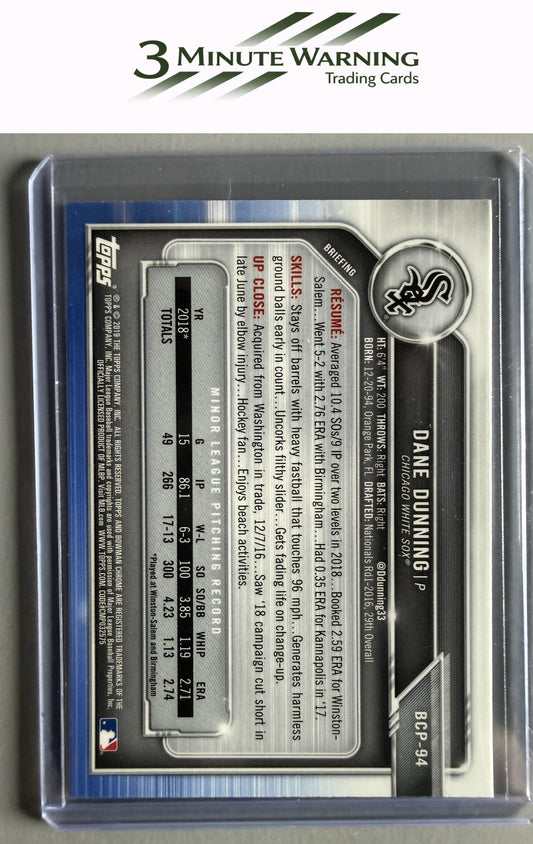 2019 Bowman #BCP-94 Dane Dunning Chrome Prospects
