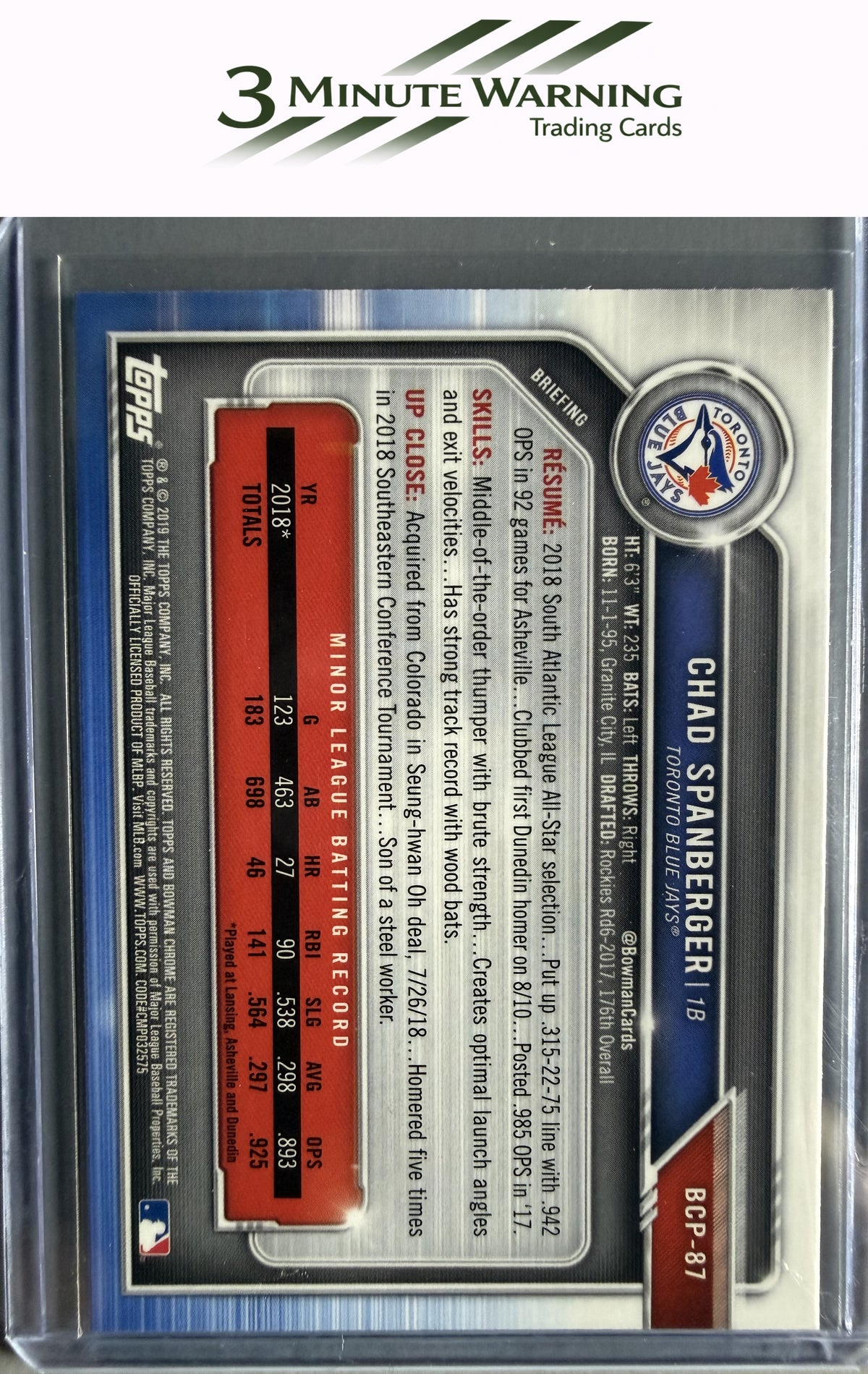 2019 Bowman #BCP-87 Chad Spanberger Chrome Prospects