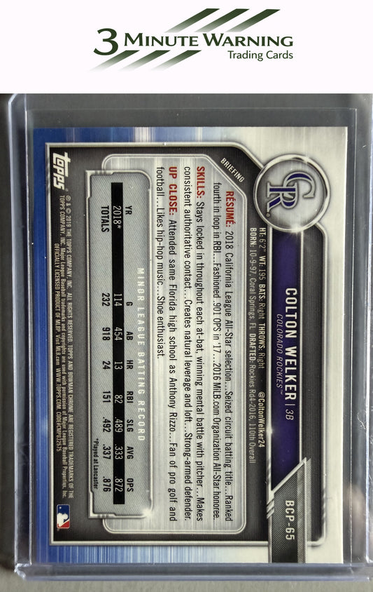 2019 Bowman #BCP-65 Colton Welker Chrome Prospects