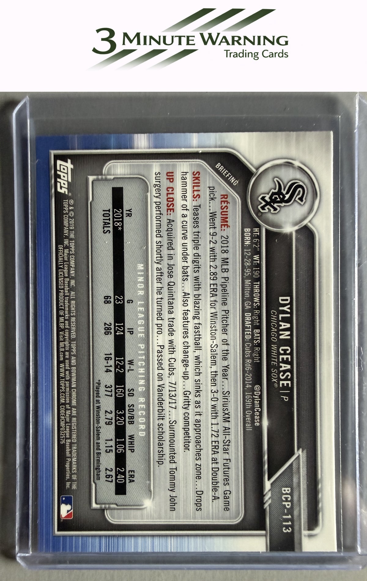 2019 Bowman #BCP-113 Dylan Cease Chrome Prospects