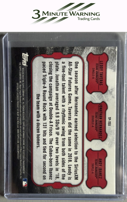 2019 Bowman #TP-TEX Leody Taveras / Jonathan Hernandez / Andy Ibanez Talent Pipeline