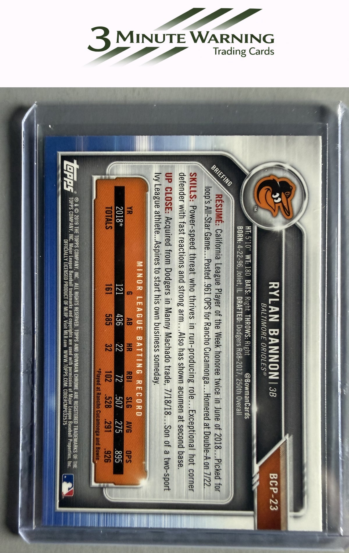 2019 Bowman #BCP-23 Rylan Bannon Chrome Prospects
