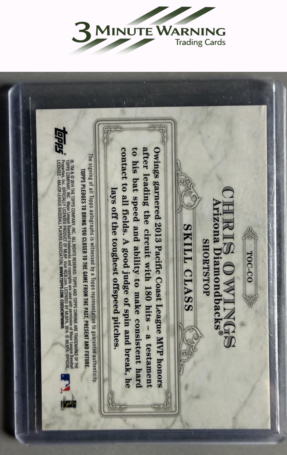 2014 Topps Chrome #TOC-CO Chris Owings Topps of the Class Autographs #/25