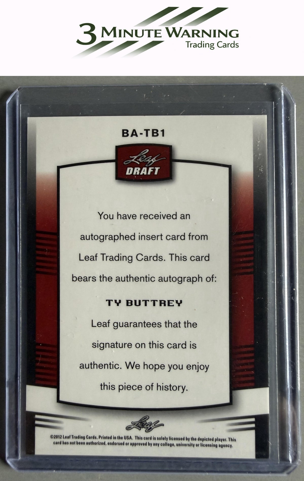 2012 Leaf Metal Draft #BA-TB1 Ty Buttrey