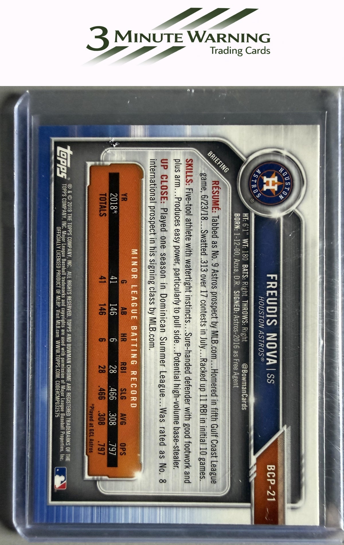 2019 Bowman #BCP-21 Freudis Nova Chrome Prospects