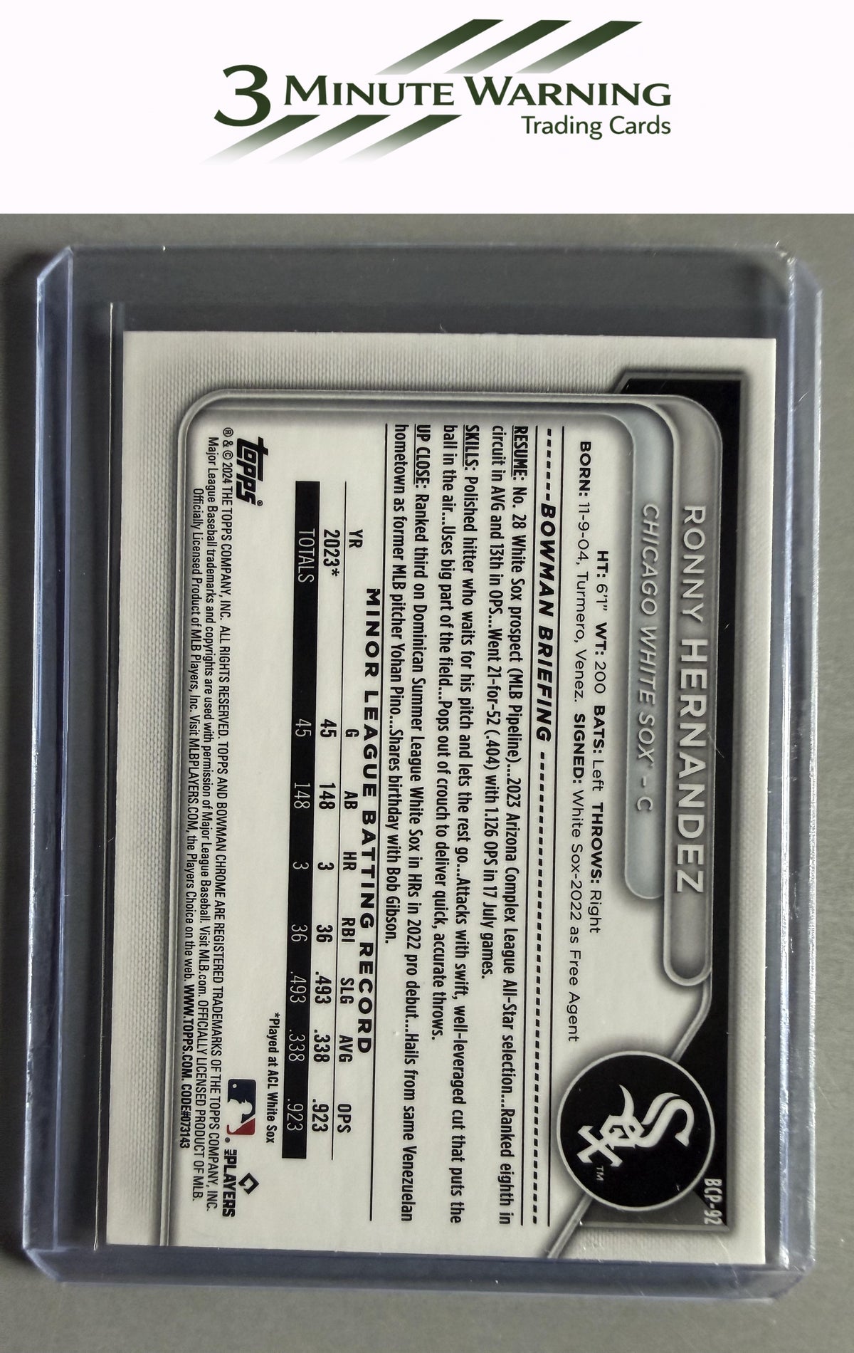 2024 Bowman #BCP-92 Ronny Hernandez Chrome Prospects