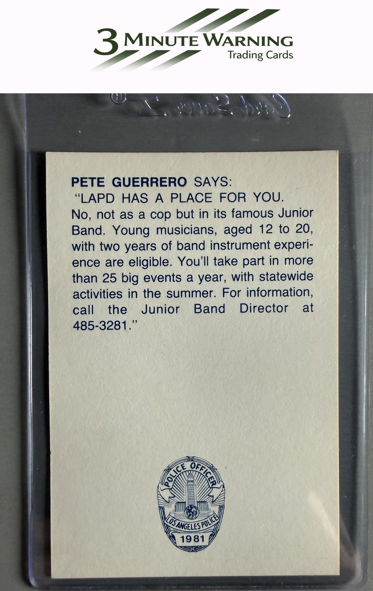 1981 Los Angeles Dodgers Police #NNO Pedro Guerrero