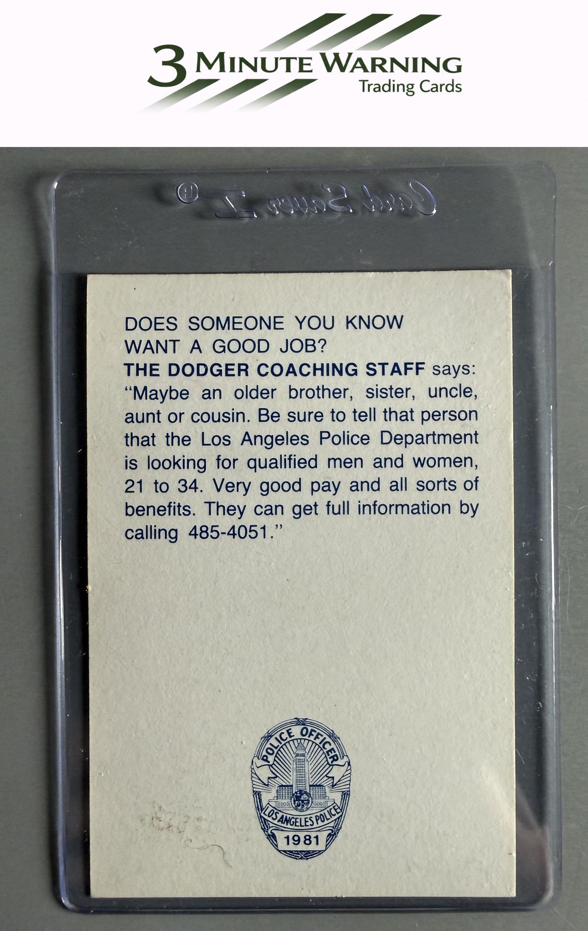 1981 Los Angeles Dodgers Police #NNO Coaches