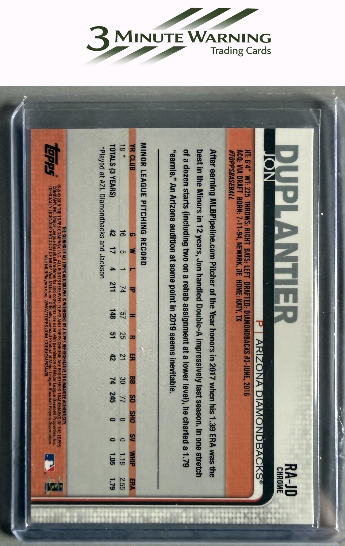 2019 Topps Chrome #RA-JD Jon Duplantier Rookie Autographs