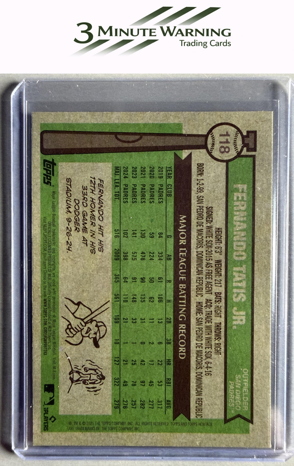 2025 Topps Heritage #118 Fernando Tatis Jr. Chrome Light Blue Sparkle Refractor