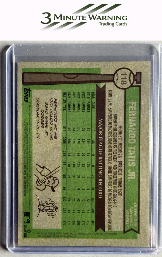 2025 Topps Heritage #118 Fernando Tatis Jr. Chrome Light Blue Sparkle Refractor