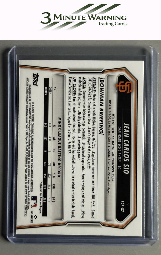 2026 Bowman #BCP-87 Jean Carlos Sio Chrome Prospects
