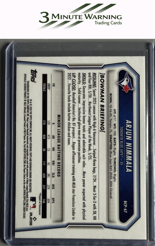 2026 Bowman #BCP-67 Arjun Nimmala Chrome Prospects