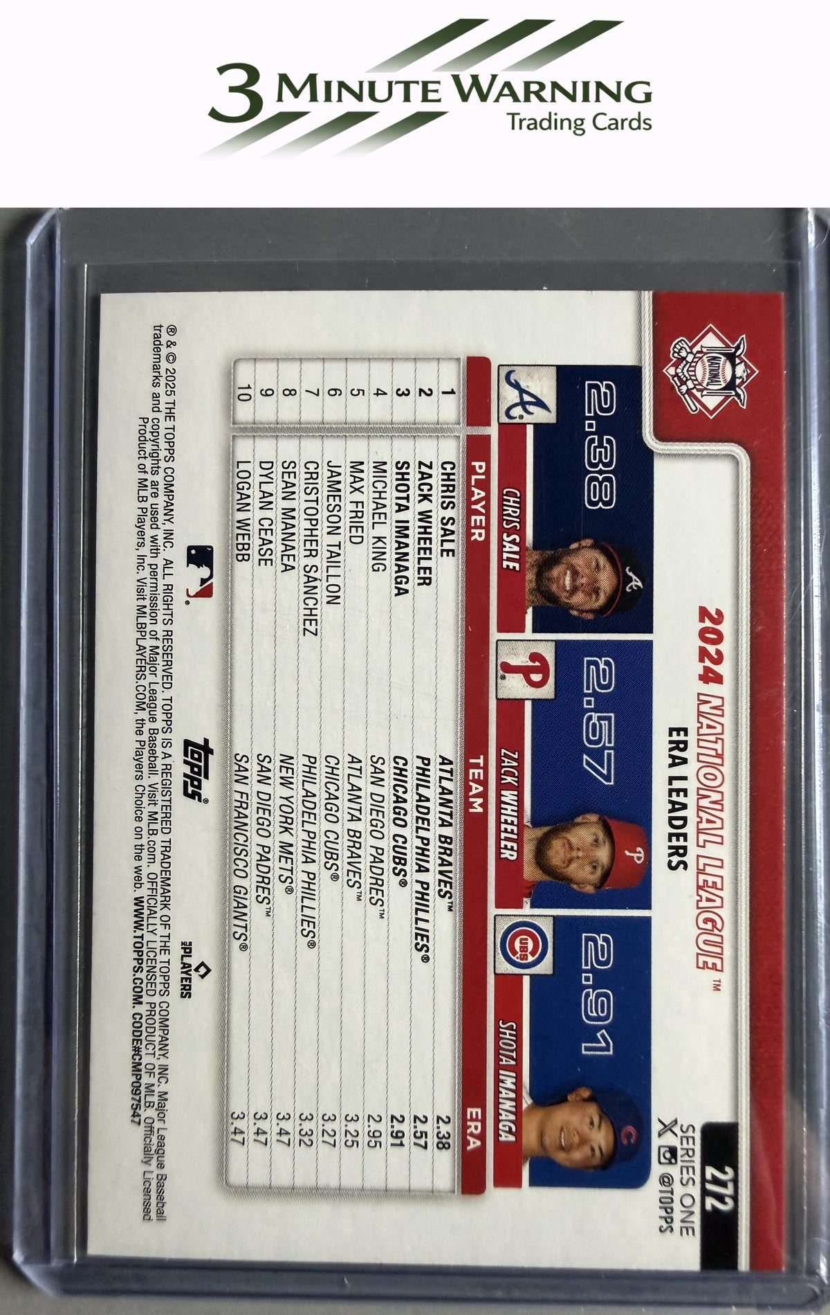 2025 Topps #272 National League Leaders ERA (Sale / Wheeler / Imanaga Rainbow Foil