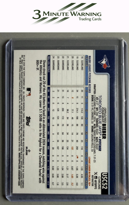 2025 Topps Chrome Update #USC52 Shane Bieber Refractor