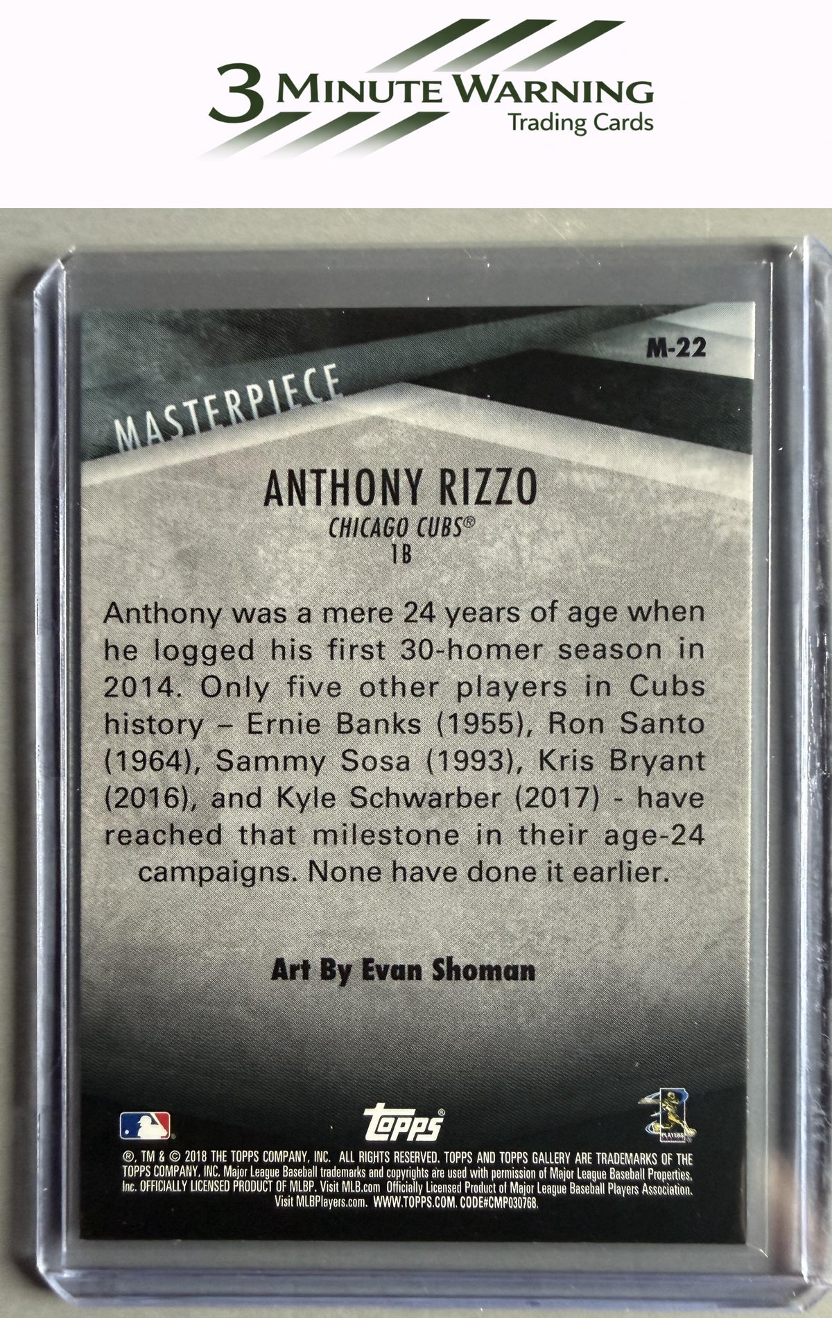 2018 Topps Gallery #M-22 Anthony Rizzo Masterpiece