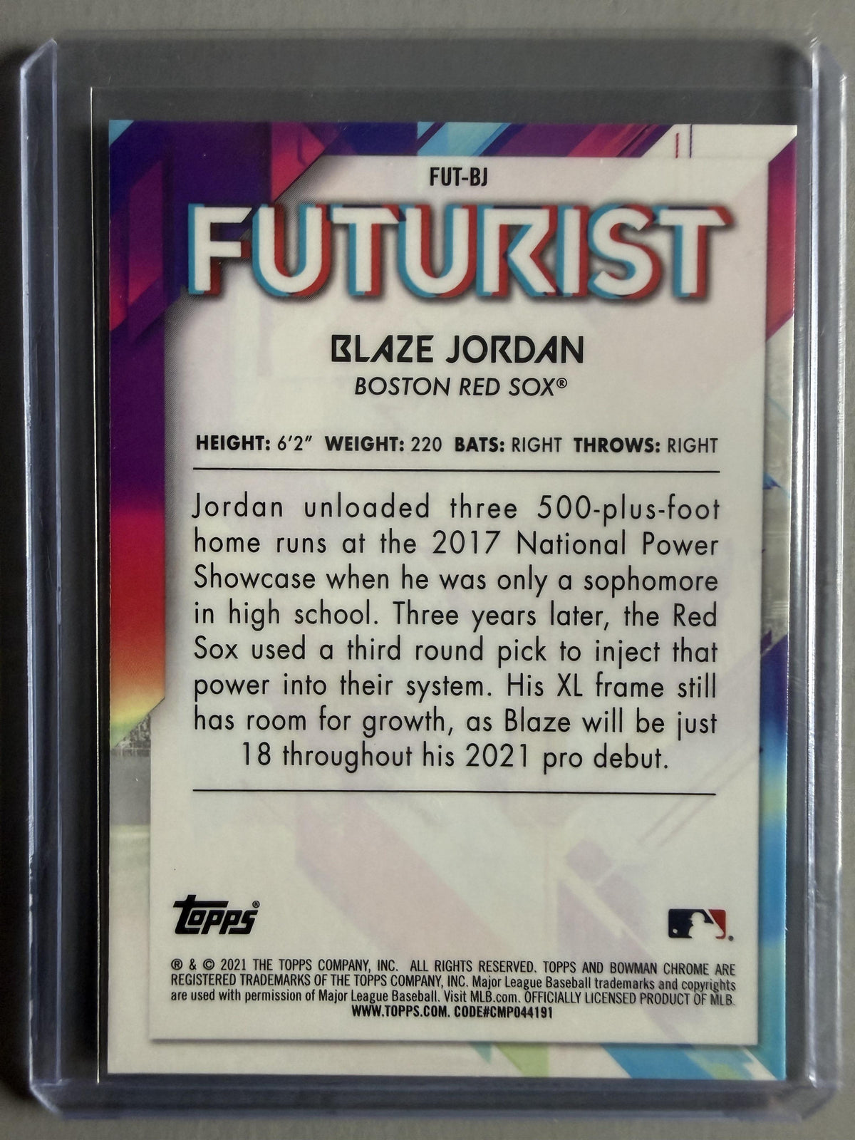 2021 Bowman #FUT-BJ Blaze Jordan Chrome Futurist