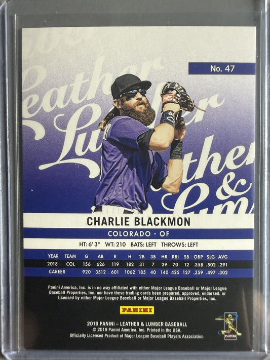 2019 Panini Leather & Lumber #47 Charlie Blackmon