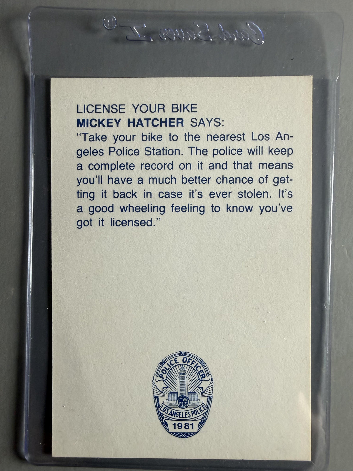 1981 Los Angeles Dodgers Police #NNO Mickey Hatcher