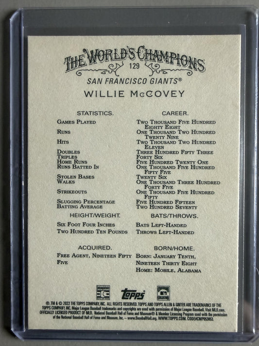 2022 Topps Allen & Ginter #129 Willie McCovey