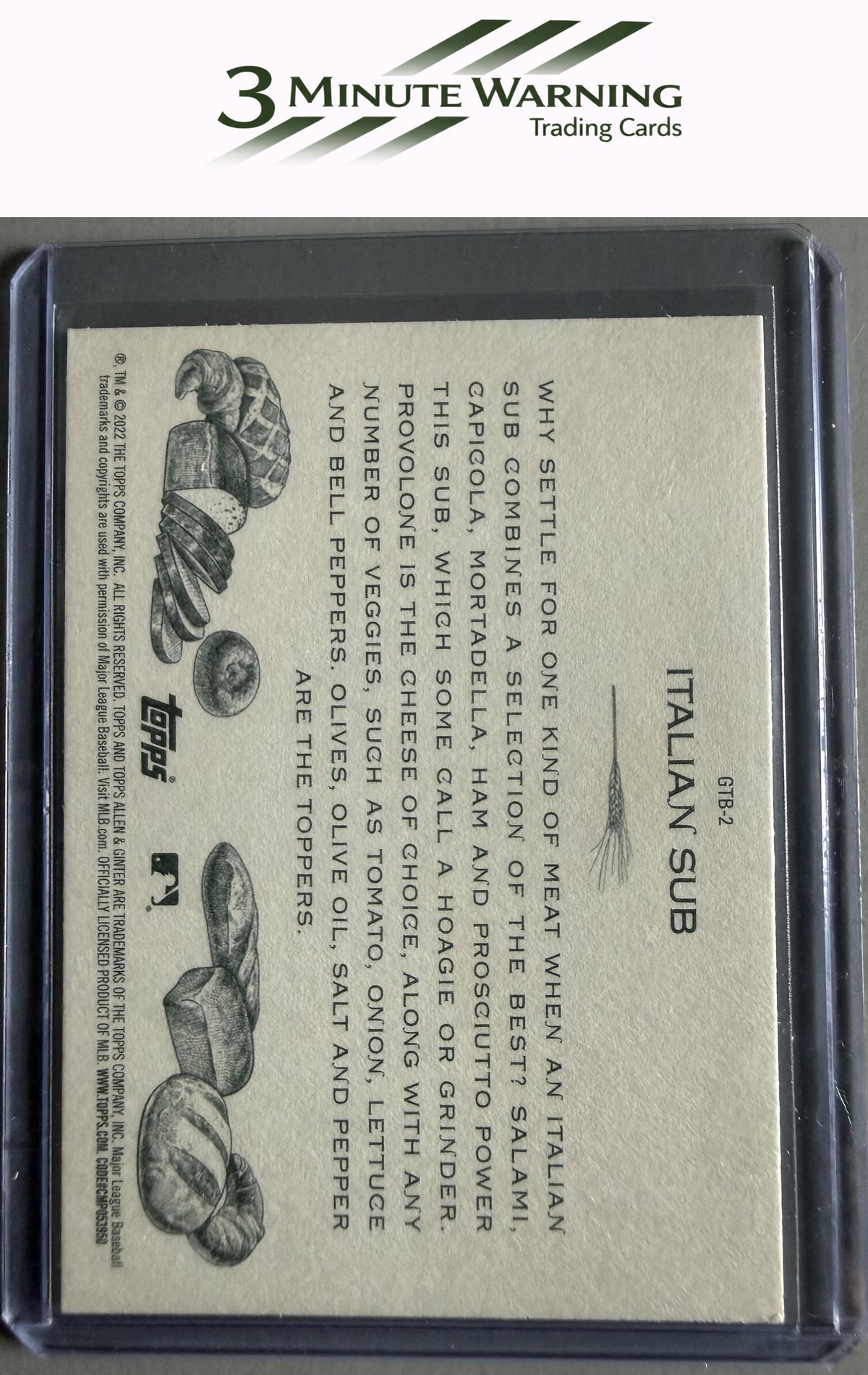 2022 Topps Allen & Ginter #GTB-2 Italian Sub Get That Bread