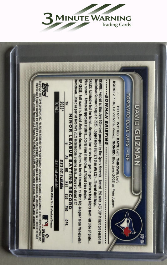 2024 Bowman #BCP-114 David Guzman Chrome Prospects