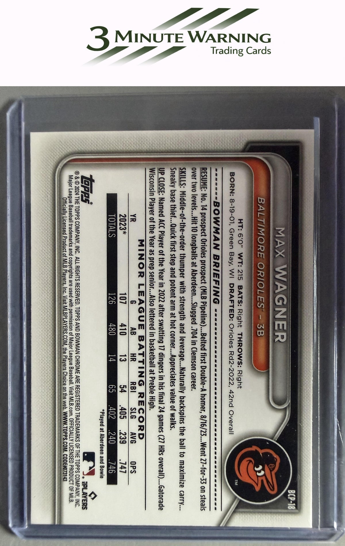 2024 Bowman #BCP-18 Max Wagner Chrome Prospects