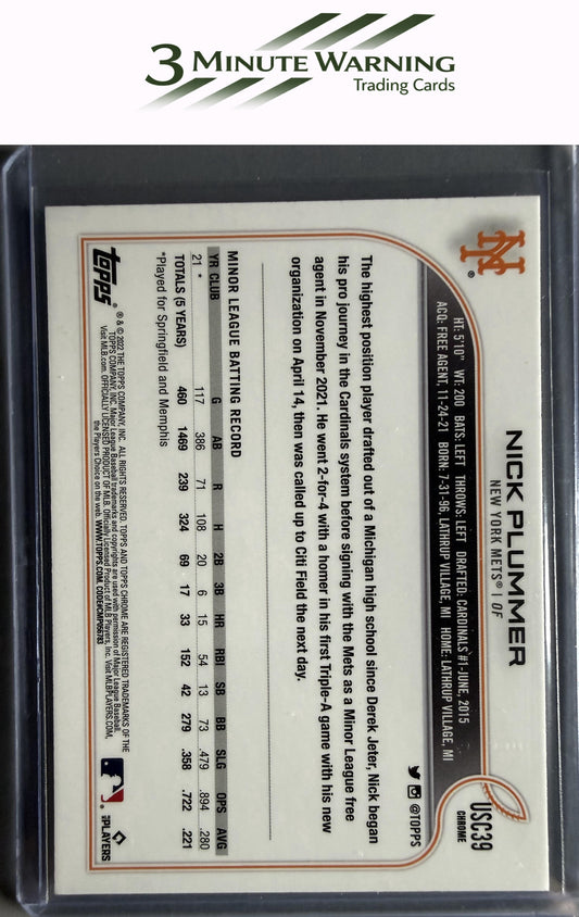 2022 Topps Chrome Update #USC39 Nick Plummer Purple Refractor