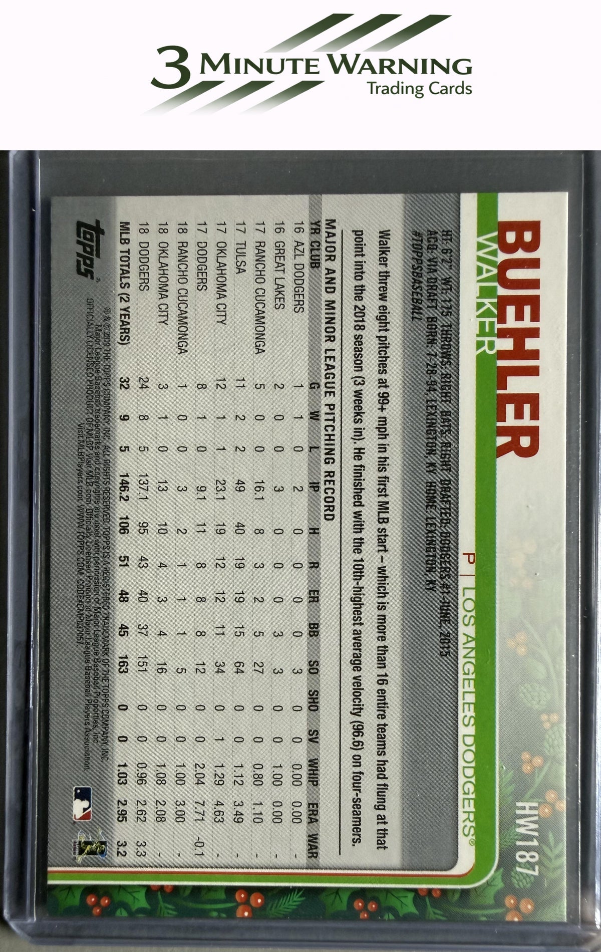 2019 Topps Holiday #HW187 Walker Buehler