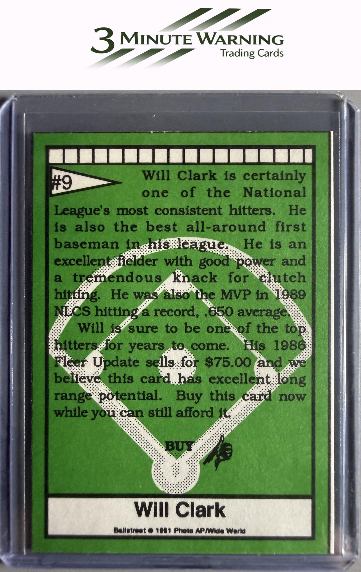 1991 Ballstreet #9 Will Clark