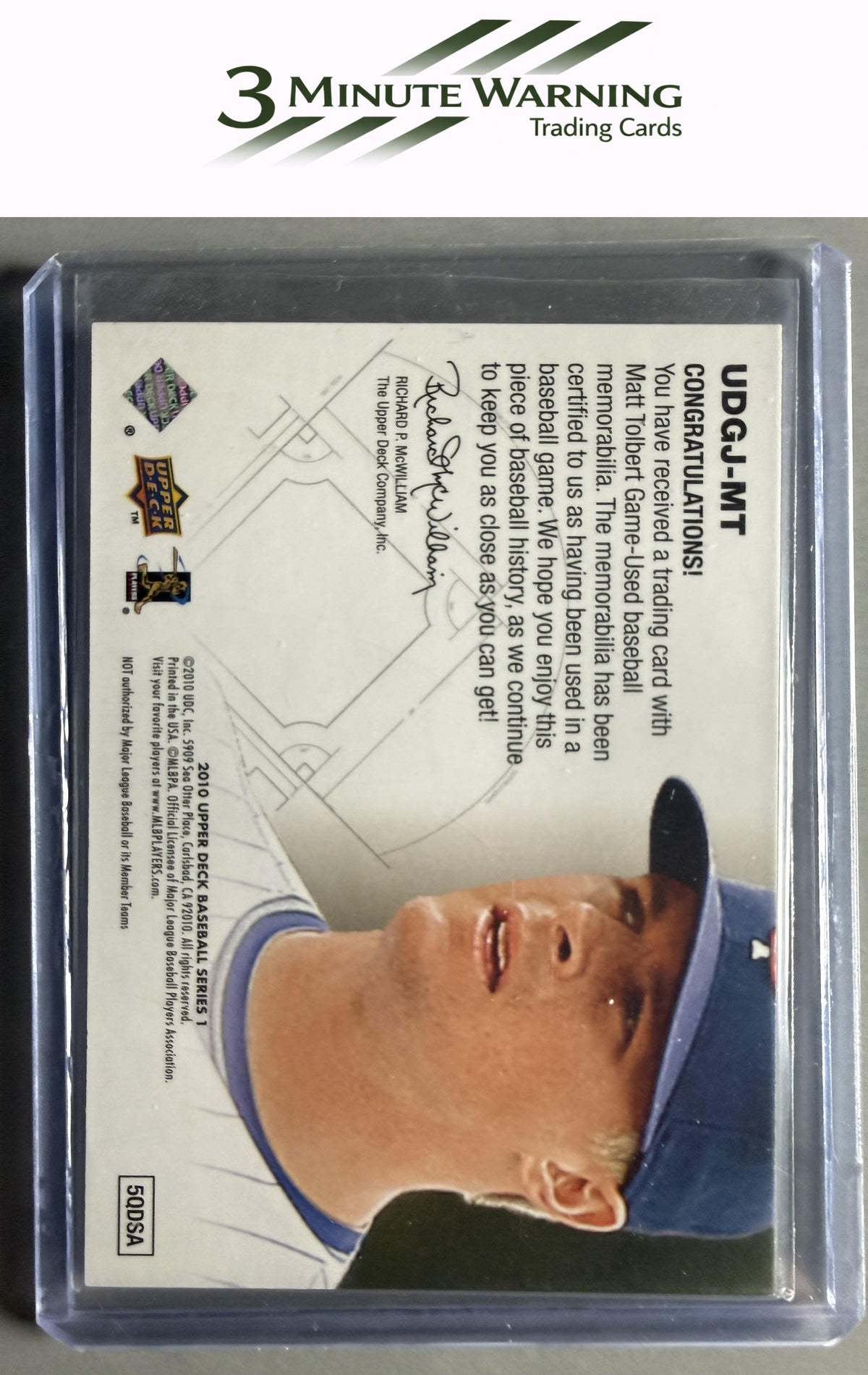 2010 Upper Deck #UDGJ-MT Matt Tolbert UD Game Jersey