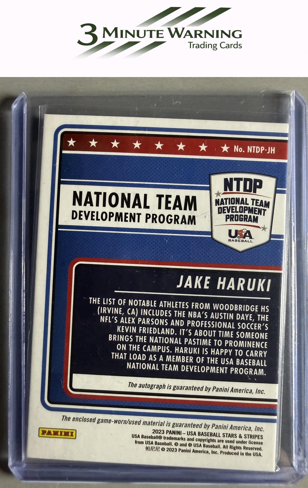2023 Panini Stars & Stripes USA Baseball #NTDP-JH Jake Haruki Signatures