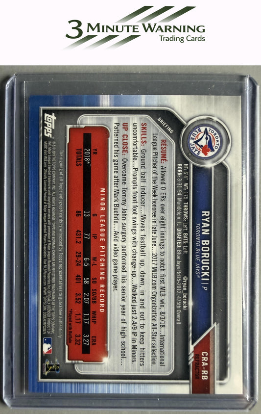 2019 Bowman Chrome #CRA-RB Ryan Borucki Rookie Autographs Refractor #/499