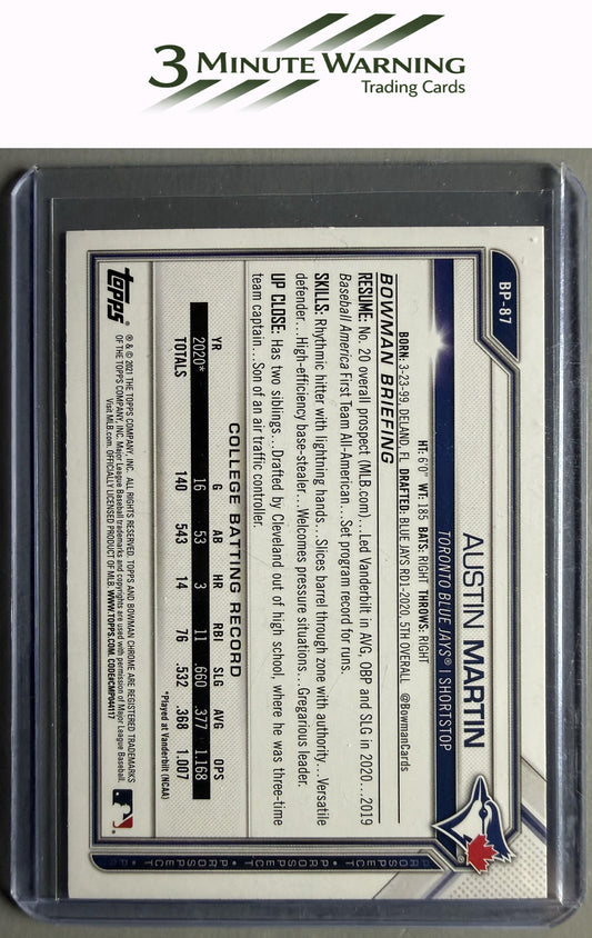2021 Bowman #BP-87 Austin Martin Prospects