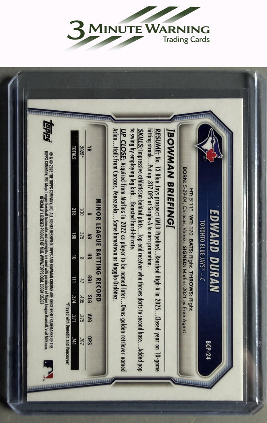 2026 Bowman #BCP-24 Edward Duran Chrome Prospects
